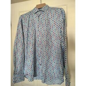 Visconti Black Men’s Long Sleeve Button Down Shirt Size L – Multicolor Geometric